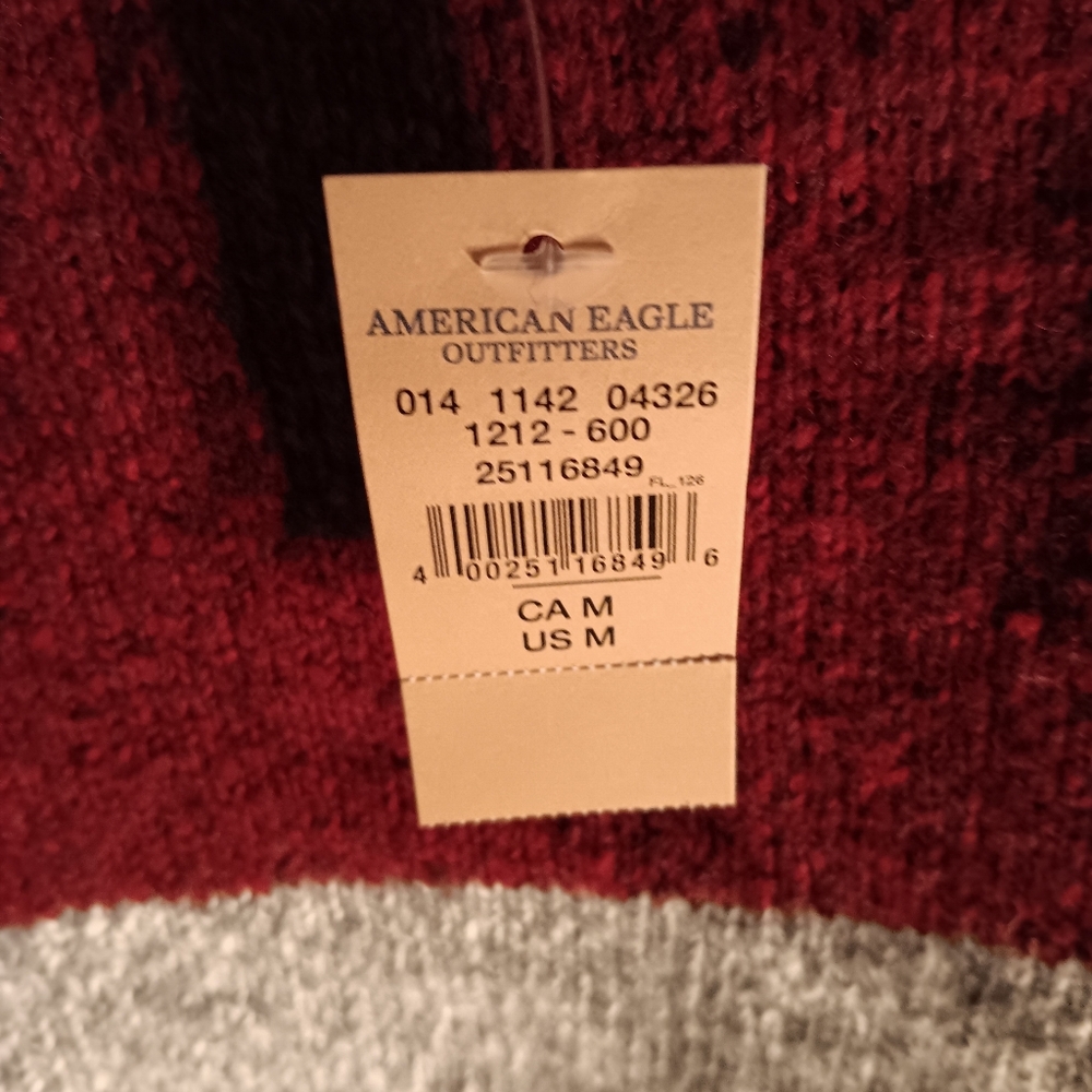 AMERICAN EAGLE "Seriously Soft" Crew Neck Sweater Men's M, NWT Maroon, WoolBlend - Picture 4 of 8